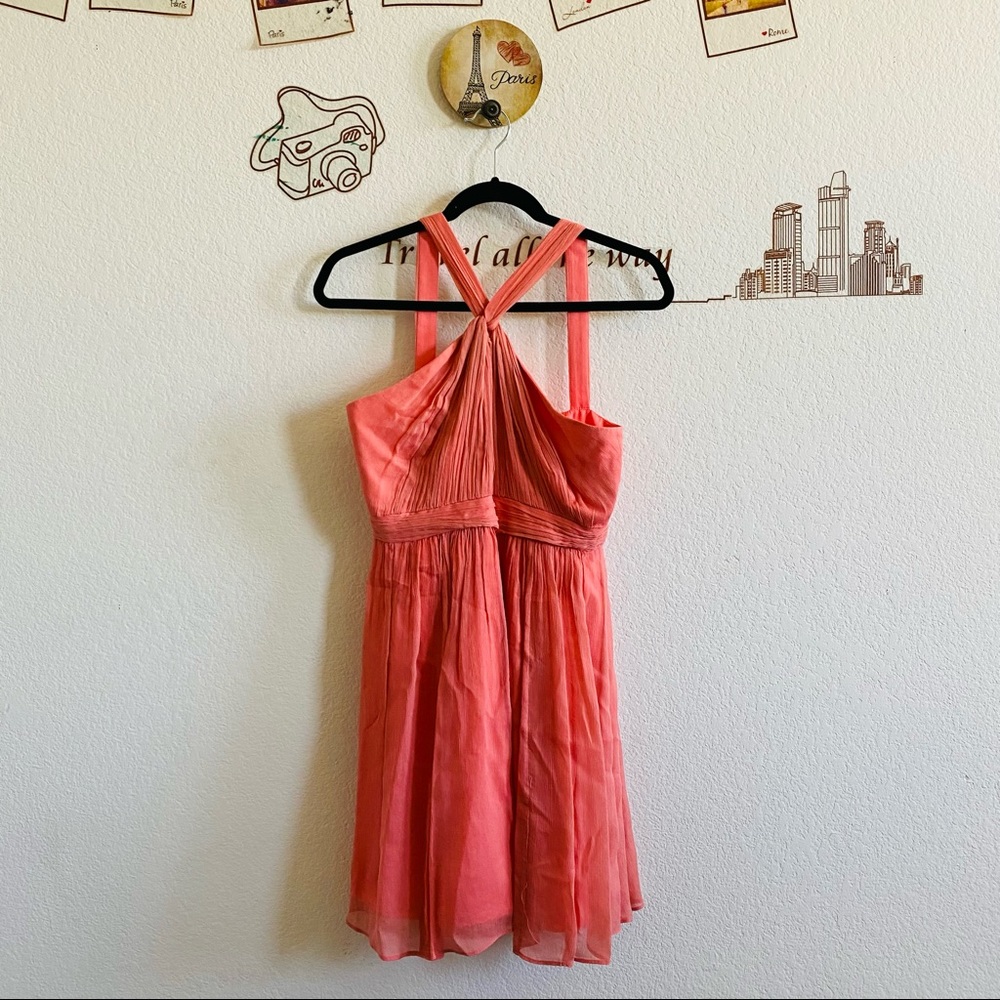 J.Crew Orange Halter Neck Fit and Flare Mini Zip Up Dress Size Petite 4